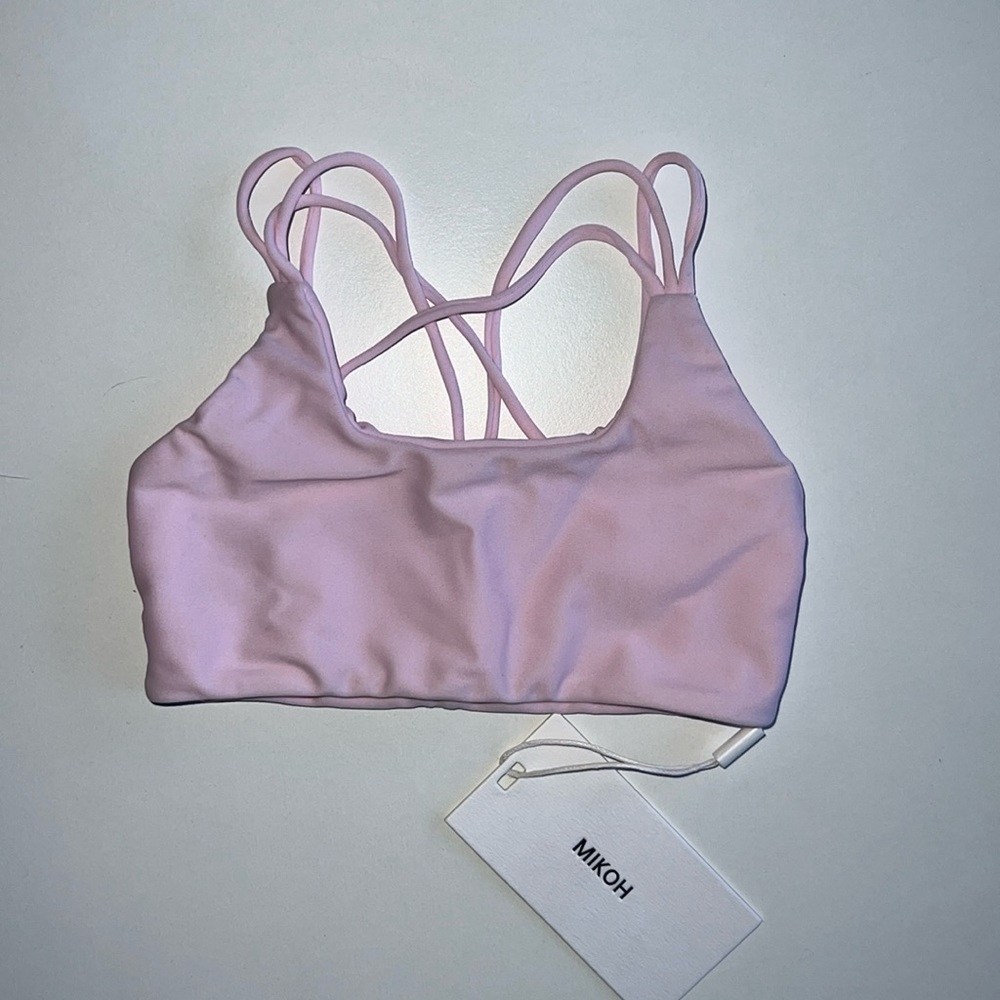 MIKOH MINI Huluhulu Multi String Cross Back Top in Cloud Pink NWT